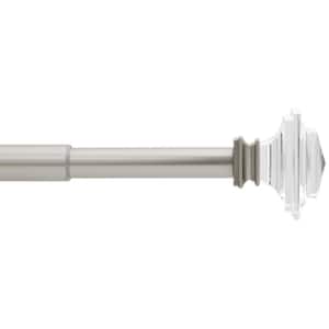 36 in. - 66 in. Telescoping 3/4 in. Single Curtain Rod Kit in Brushed Nickel with Crystal Square Finials