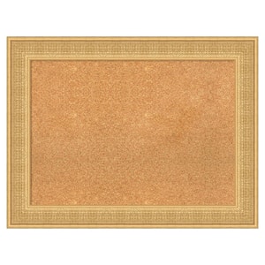 Trellis Gold Wood Framed Natural Corkboard 34 in. x 26 in. Bulletin Board Memo Board