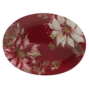 Winters Joy 12 in. Assorted Colors Earthenware Oval Platter