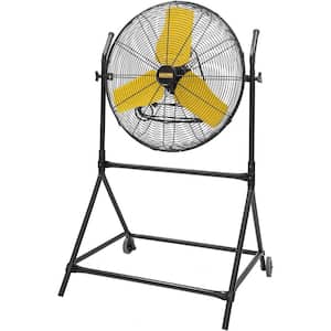 24 in. 3 Speeds Roll-About Tilt Stand Fan in Yellow with 2/5 HP Motor, 7900 CFM