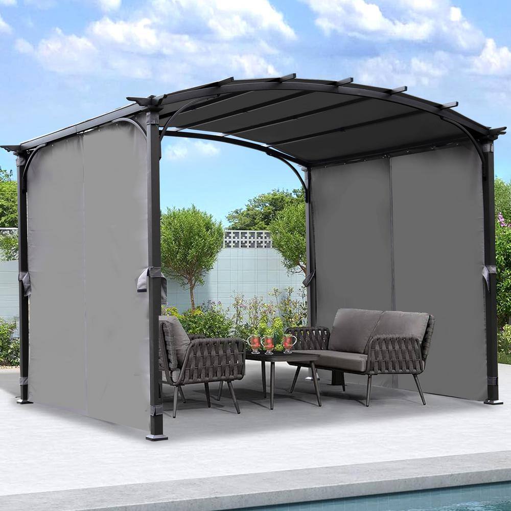 11 ft x 9 ft Gray Steel Frame Arched Patio Gazebo