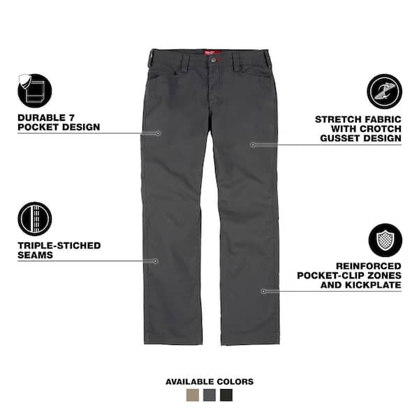 Milwaukee Men's 40 in. x 34 in. Gray Cotton/Polyester Work