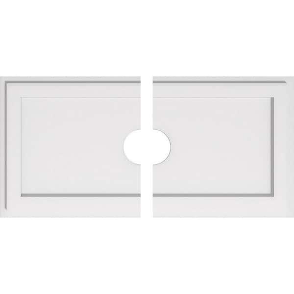 Ekena Millwork 32 in. W x 16 in. H x 4 in. ID x 1 in. P Rectangle Architectural Grade PVC Contemporary Ceiling Medallion (2-Piece)