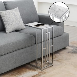 Town Square Chrome Faux Marble C End Table
