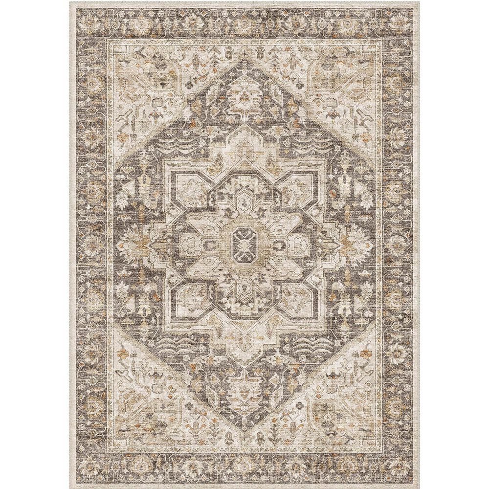 Datura Taupe Brown 5 ft. x 7 ft. Oriental Vintage Medallion Area Rug price history on PriceWatchPro