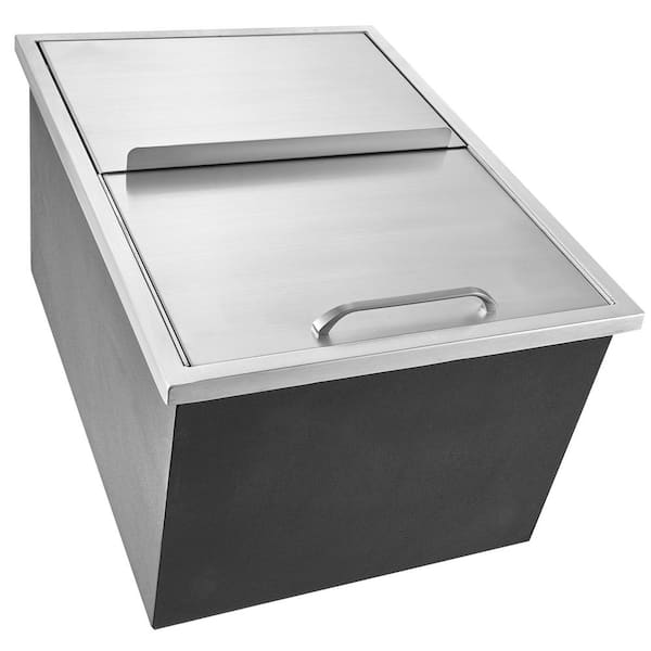 SKYSHALO Drop-in Ice Chest, 24 in. L x 18 in. W x 13 in. H Stainless Steel Ice Cooler Commercial Ice Bin with Sliding Cover