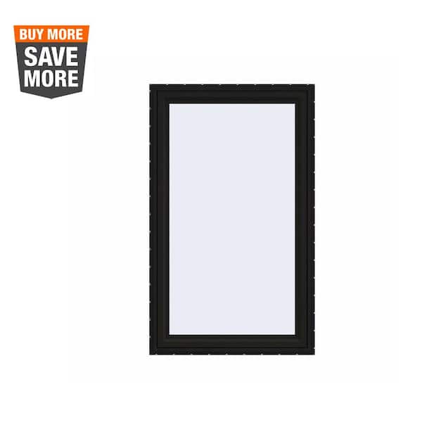 JELD-WEN 36 in. x 60 in. V-4500 Series Black Exterior/White Interior FiniShield Vinyl Right-Handed Casement Window w/Mesh Screen