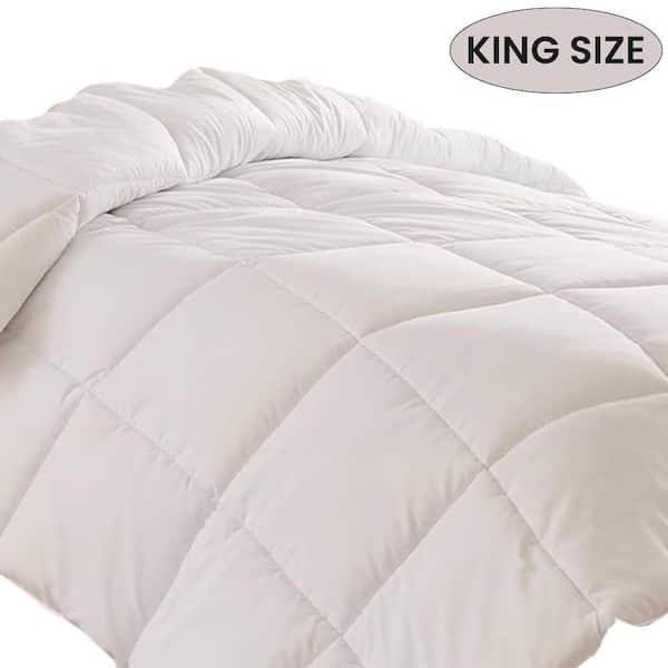 Afoxsos Quilted Soft Down Alternative Bedding King Size Comforter with Corner Tabs, Warm Microfiber, Machine Washable, White