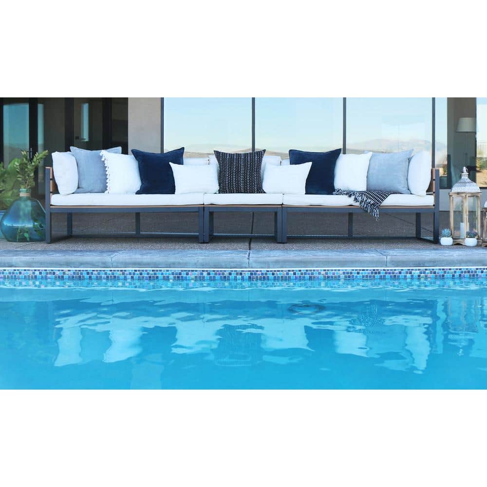 Modern Black Aluminum 4-Piece Patio Set with White Cushions
