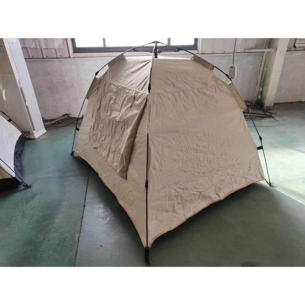 Cesicia Portable 7 ft. x 7 ft. Beige Pop-Up Canopy with Side Wall Suitable for 2/3/4/5 People -  RichM808Tent04