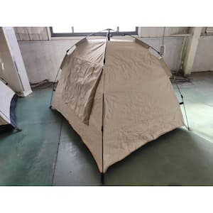 Portable 7 ft. x 7 ft. Beige Pop-Up Canopy with Side Wall Suitable for 2/3/4/5 People