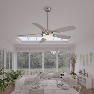 Lun-Aire 54 in. Integrated LED Indoor Brushed Nickel Ceiling Fan with Light