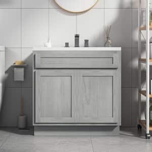 30 in. W x 21 in. D x 32.5 in. H 2-Doors Bath Vanity Cabinet without Top in Silver