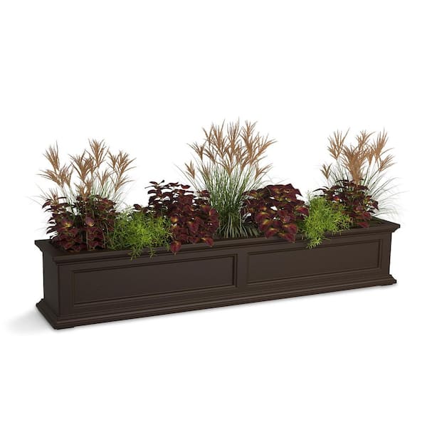 Fairfield 60 in. x 11 in. Self-Watering Espresso Polyethylene Window Box