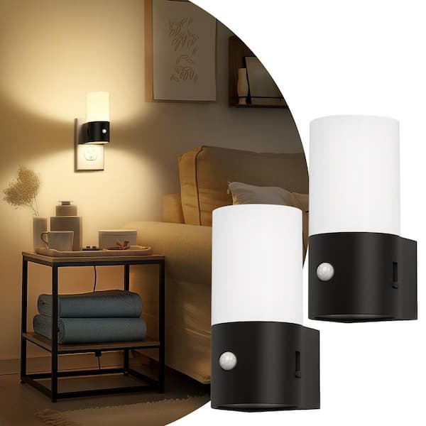 LED Motion Sensor Night Light Plug in 2-Pack, 100LM Dimmable, 3000K Soft White, Auto On/Off for Hallway, Bedroom