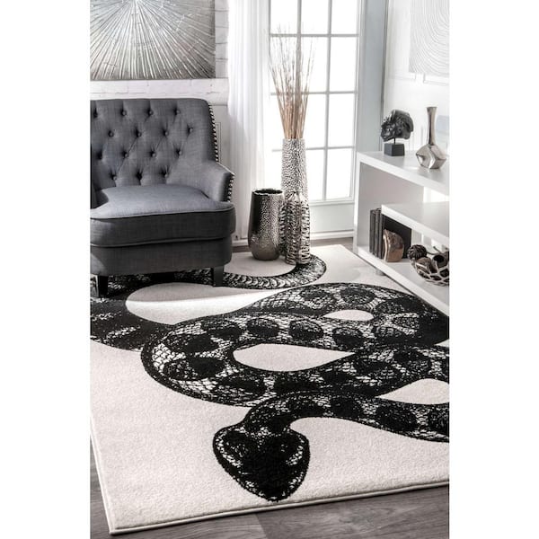 Thomas Paul Serpent Black & White 8 ft. x 10 ft. Area Rug