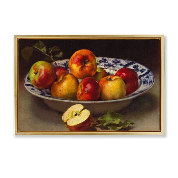 Stupell Industries Mixed Apples Still Life by Tina Higgins Designs, Inc. Gold Floater Frame Food Graphic Art Print 21 in. x 31 in.