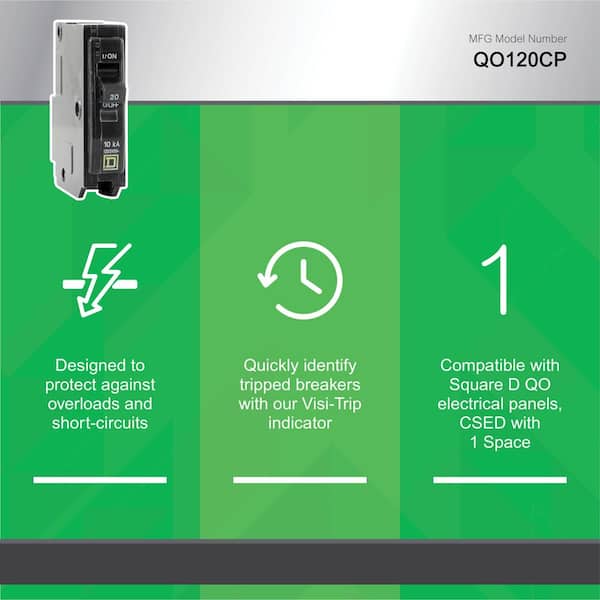 Square D QO 20 Amp Single-Pole Circuit Breaker(QO120CP)