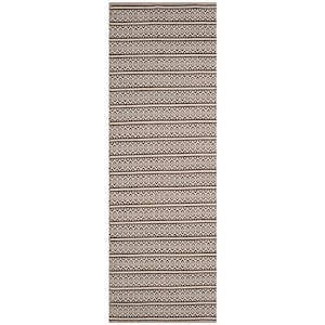 Montauk Ivory/Black 2 ft. x 6 ft. Striped Geometric Diamonds Runner Rug