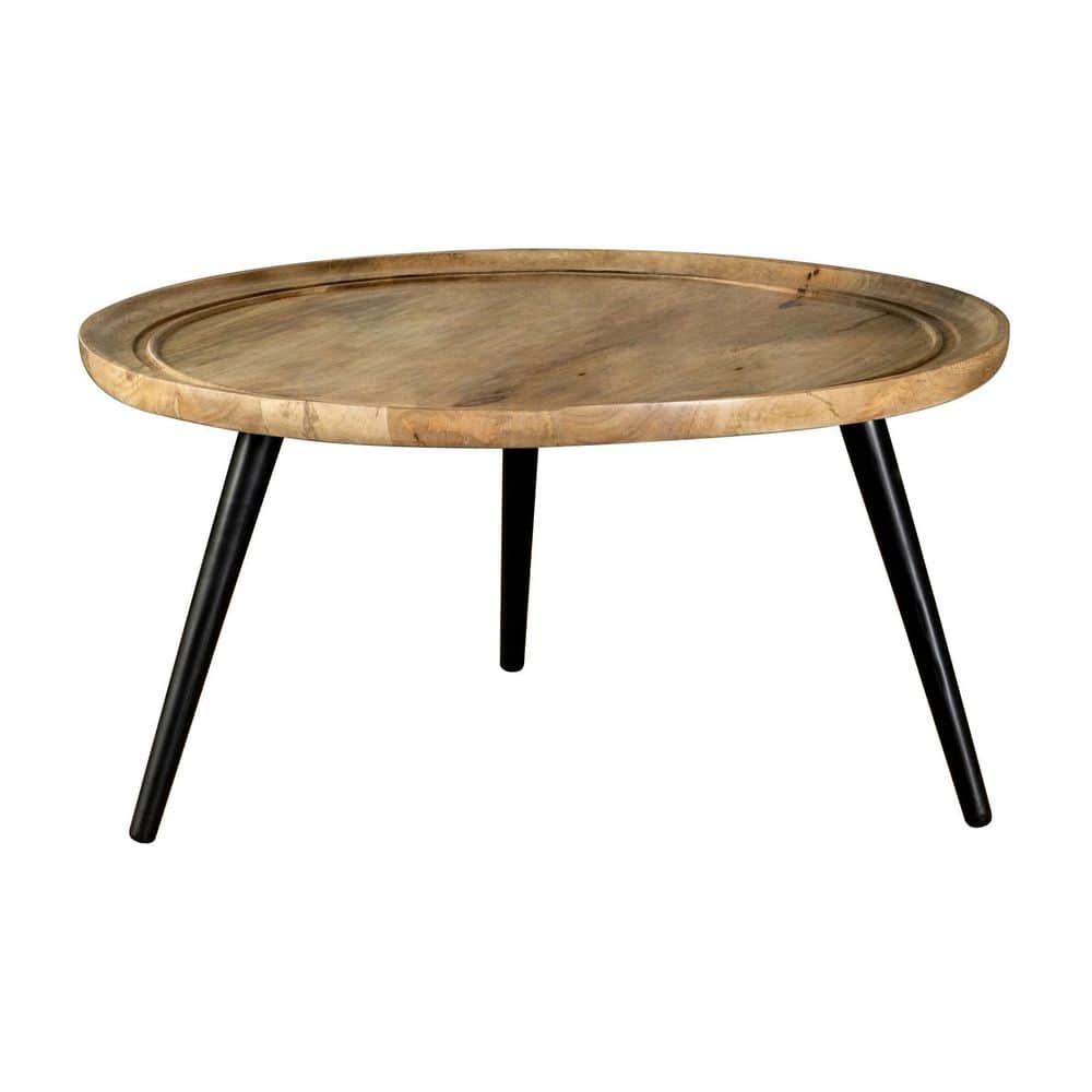 Coaster Home Furnishings 36 in. Natural and Black Round Wood Top Coffee
