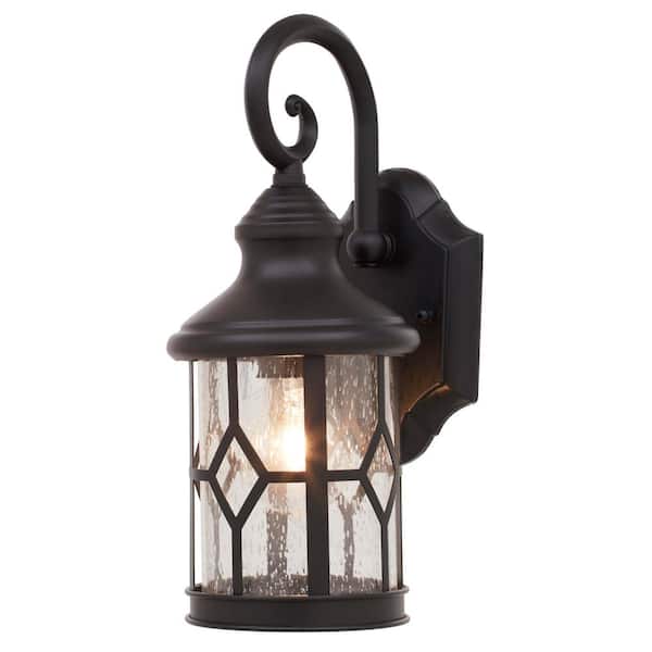 CANARM Atlanta 1-Light Outdoor Black Wall Lantern Sconce