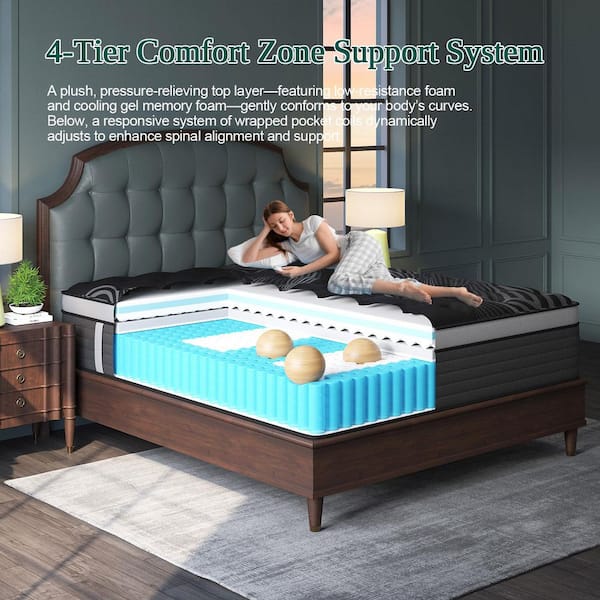 LuckyLotus Queen Medium Firm Memory Foam Hybrid 12 in. Mattress