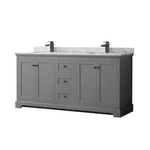 Avery 72 in. W x 22 in. D x 35 in. H Double Bath Vanity in Dark Gray with White Carrara Marble Top