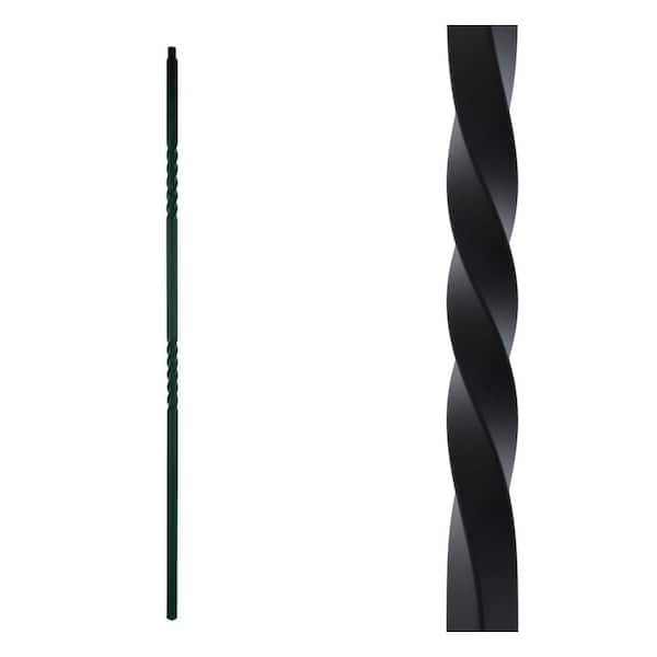 EVERMARK Stair Parts 44 in. x 1/2 in. Matte Black Double Twist Iron Baluster for Stair Remodel