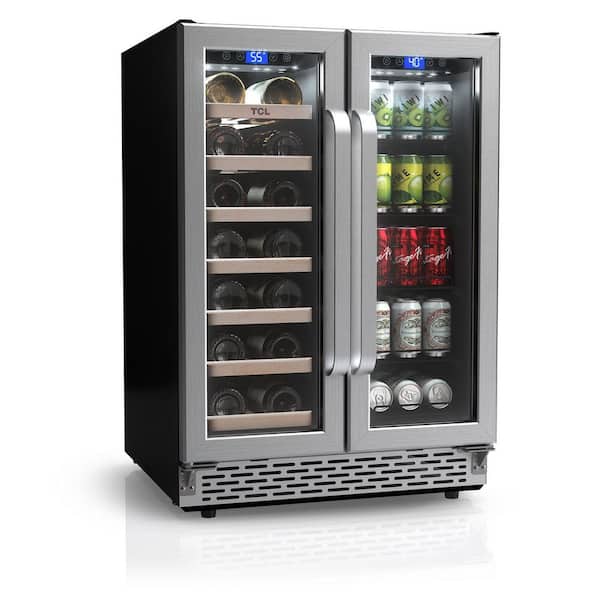 TCL 23.40 in. Dual Zone 20 Wine Bottles and 78 Cans Stainless Look