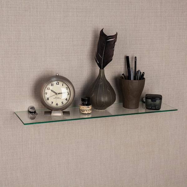 Spancraft Glass Peacock Glass Shelf, Brushed Steel, x 18 - 5