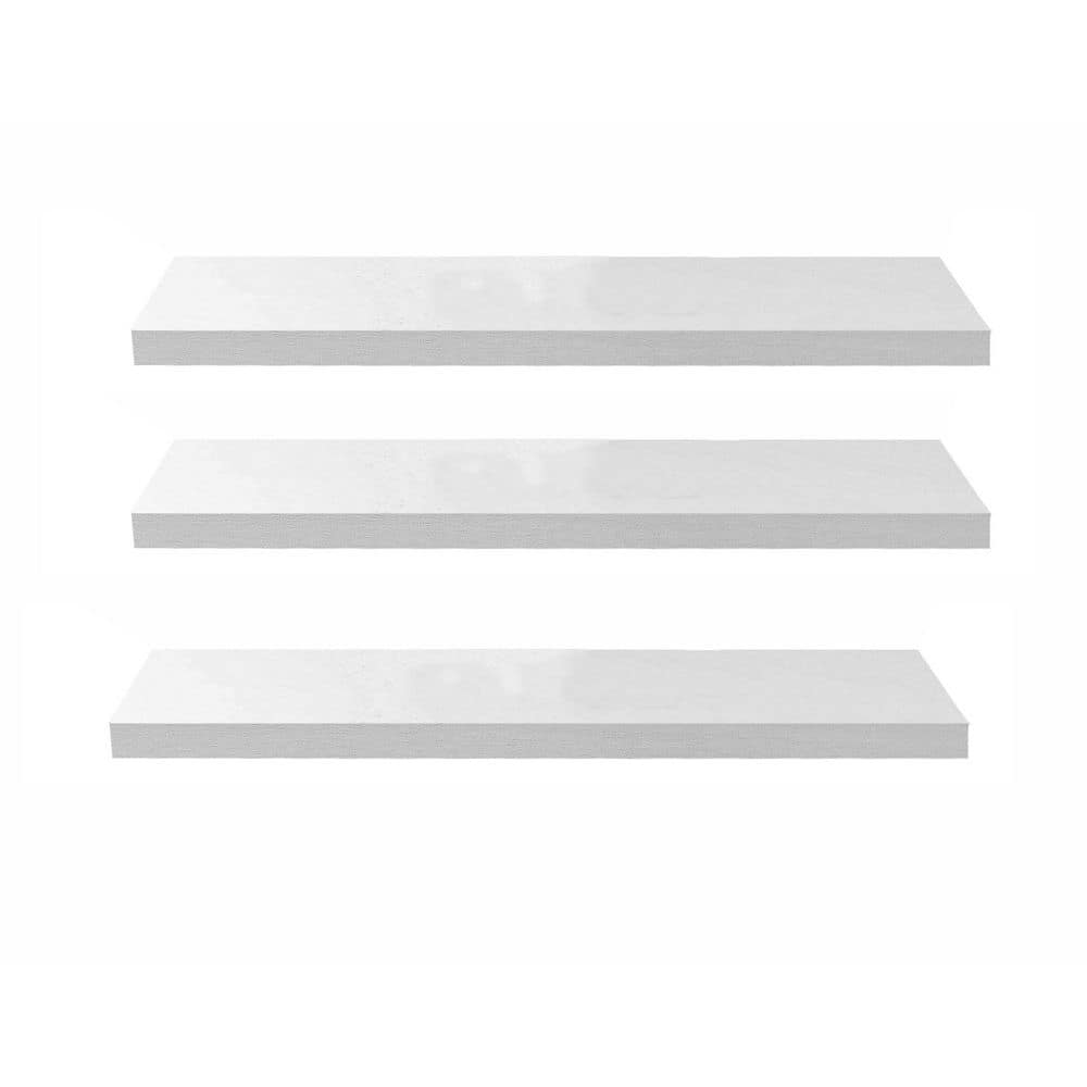 24 in. W x 6.7 in. D White Floating Shelves (Set of 3) Decorative Wall Shel