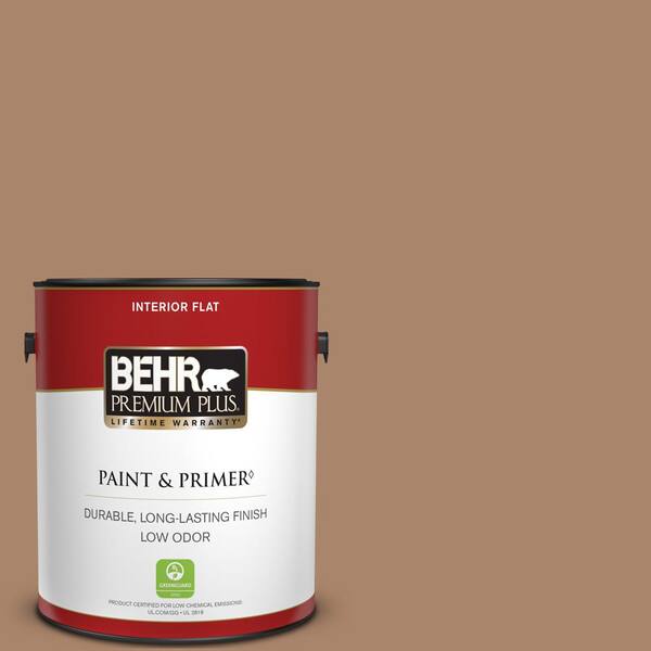 BEHR PREMIUM PLUS 1 gal. #S220-5 Nutshell Flat Low Odor Interior Paint & Primer