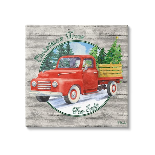 Stupell Industries Christmas Tree Truck byPaul Brent 1-Piece Unframed Graphic Print Travel Poster Art Print 24 in. x 24 in.