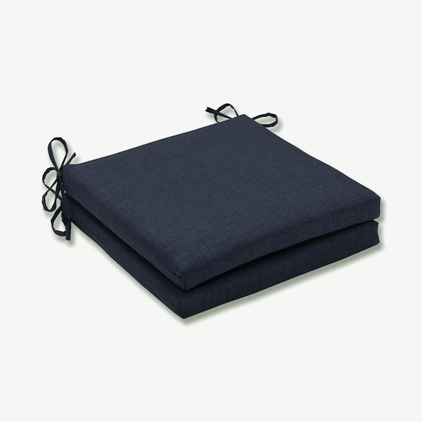 Pillow Perfect Solid 20 in. x 20 in. Outdoor Dining Chair Cushion in Blue (Set of 2)