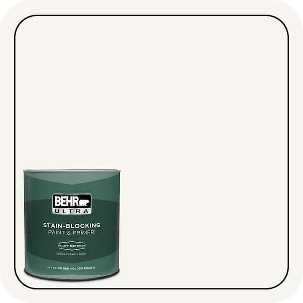 BEHR ULTRA 1 qt. Designer Collection #DC-001 Whipped Cream Extra Durable Semi-Gloss Enamel Interior Paint & Primer