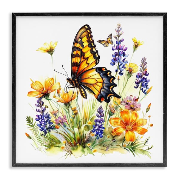 Butterfly Wings Garden by LSR Design Studio Black Framed Animal Giclee Art Print 24 in. x 24 in.