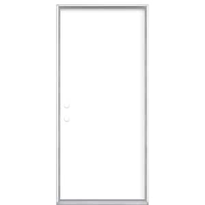 36 in. x 80 in. Flush Right-Hand Inswing Ultra White Painted Steel Prehung Front Exterior Door No Brickmold
