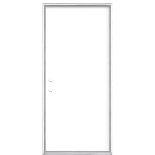 Masonite 36 in. x 80 in. Flush Right-Hand Inswing Ultra White Painted Steel Prehung Front Exterior Door No Brickmold