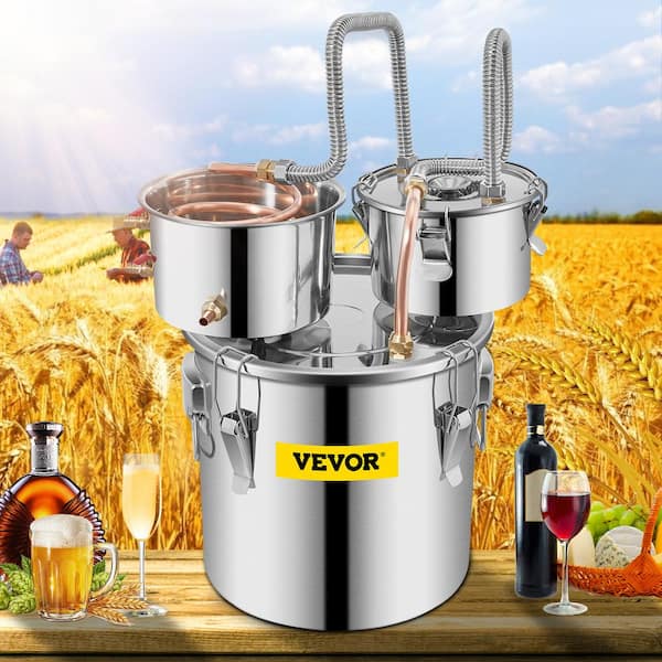 Alcohol Still 3 Gal. Stainless Steel Alcohol Distiller Home Brewing Kit with Copper Tube & Water Pump for DIY Whiskey