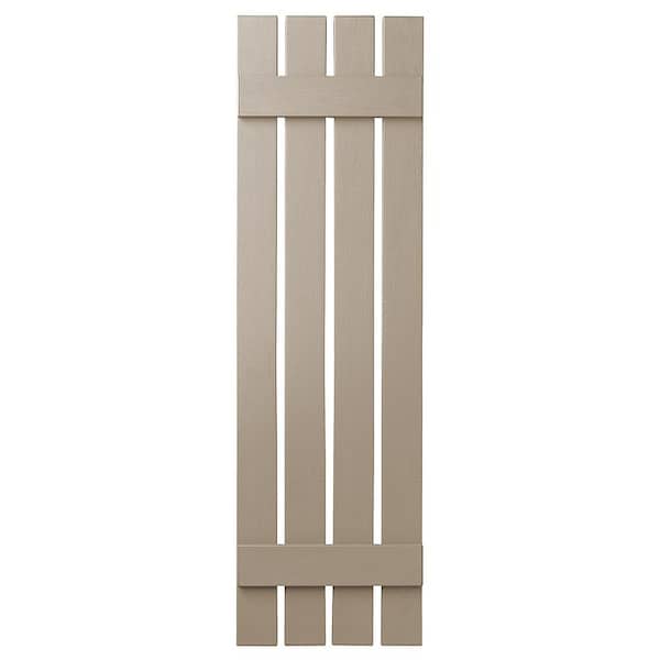 Ply Gem 16 in. x 51 in. Polypropylene Plastic 4-Board Open Board and Batten Shutters Pair in Pebblestone Clay