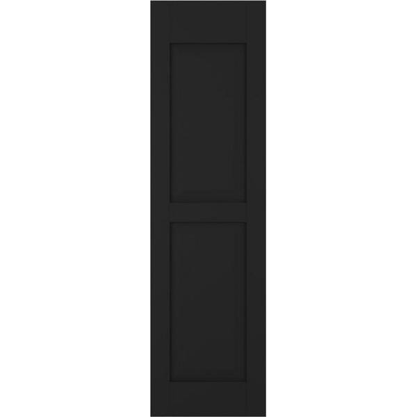 Ekena Millwork 12 in. W x 67 in. H Americraft 2-Equal Raised Panel Exterior Real Wood Shutters Pair in Black