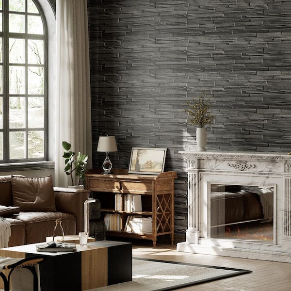 HOMEIBRO 1.2 in. x 3.8 ft. x 1 ft. Faux Wood Roman Black Wood Polyurethane Decorative Wall Paneling 1-Pack