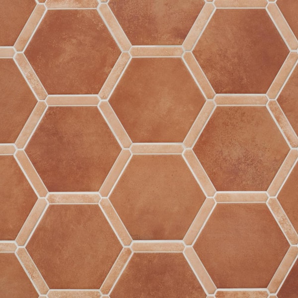 Ivy Hill Tile Samara Terracotta Dark 8.66 in. x 9.84 in. Matte Porcelain Hexagon Floor and Wall Tile (8.06 Sq. Ft./Case)