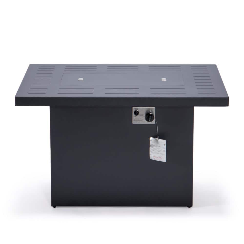 Chelsea Black Aluminum Gas Fire Pit Table with Glass Shield