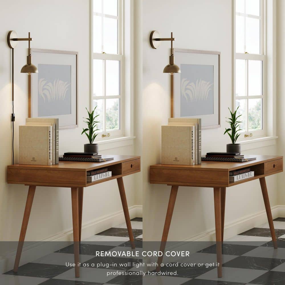 Tamlin Brass Adjustable Wall Sconce with Bell Shade