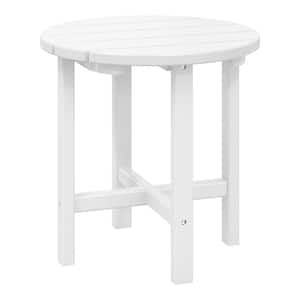 Mason 18 in. White Poly Plastic Fade Resistant Outdoor Patio Round Adirondack Side Table