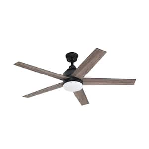 Fairmont 52 in. Indoor Matte Black Transitional Ceiling Fan with Integrated Adjustable LED Light with Remote Included