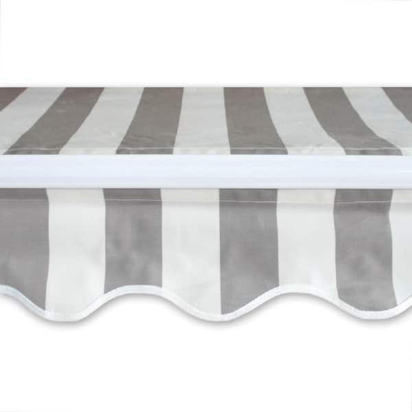 ALEKO 10 ft. Manual Patio Retractable Awning (96 in. Projection) in Grey and White Stripe