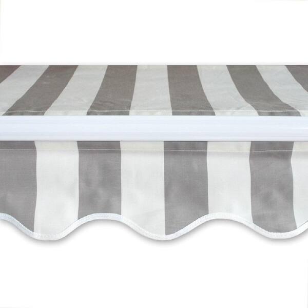 Aleko 10 Ft Manual Patio Retractable Awning 96 In Projection In Grey And White Stripe Aw10x8greywht Hd The Home Depot
