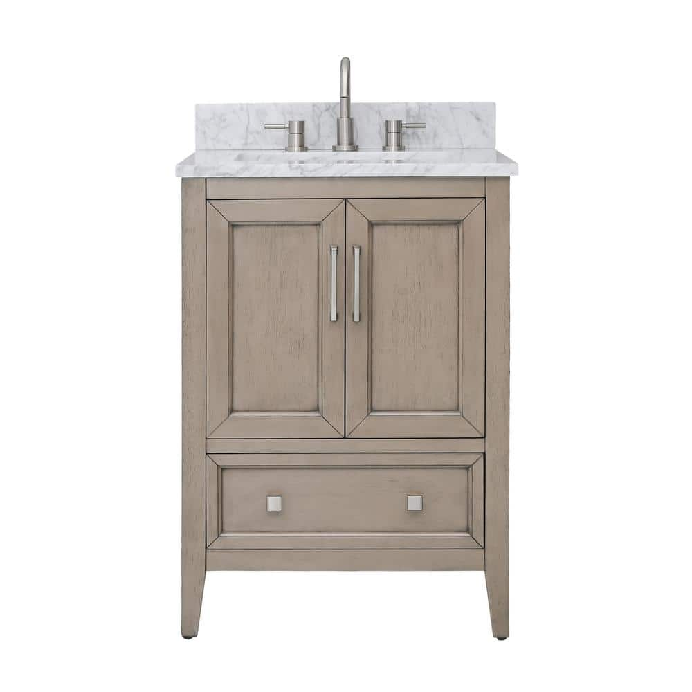 Everette 25 in. W x 22 in. D x 35 in. H Bath Vanity in Gray Oak with White Marble Top -  Avanity, EVERETTE-VS25